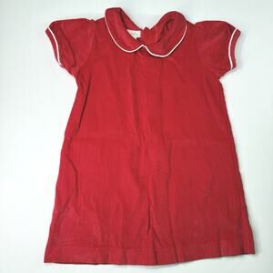 GIRLS 24M-2 T Christmas Red Peter Pan Collar JUMPER DRESS CORDUROY BY MUDPIE